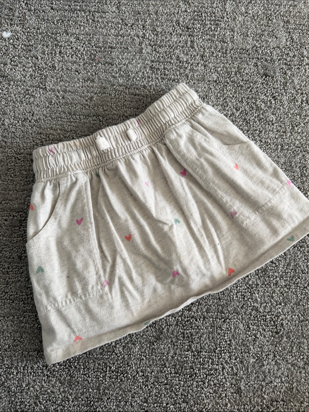10 for $20🔥Girls' Cream Heart Print Elastic Waist Skirt